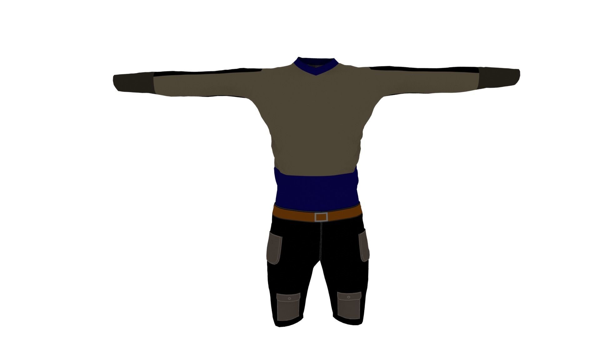 Man Clothing Low-poly 3D model_2