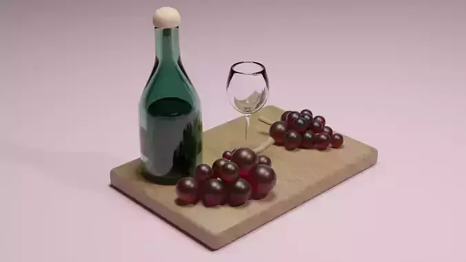 Wine and Grapes 3D model
