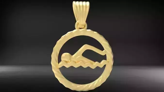 Swimming Pendant Charm Necklace Jewerlry  3D print model