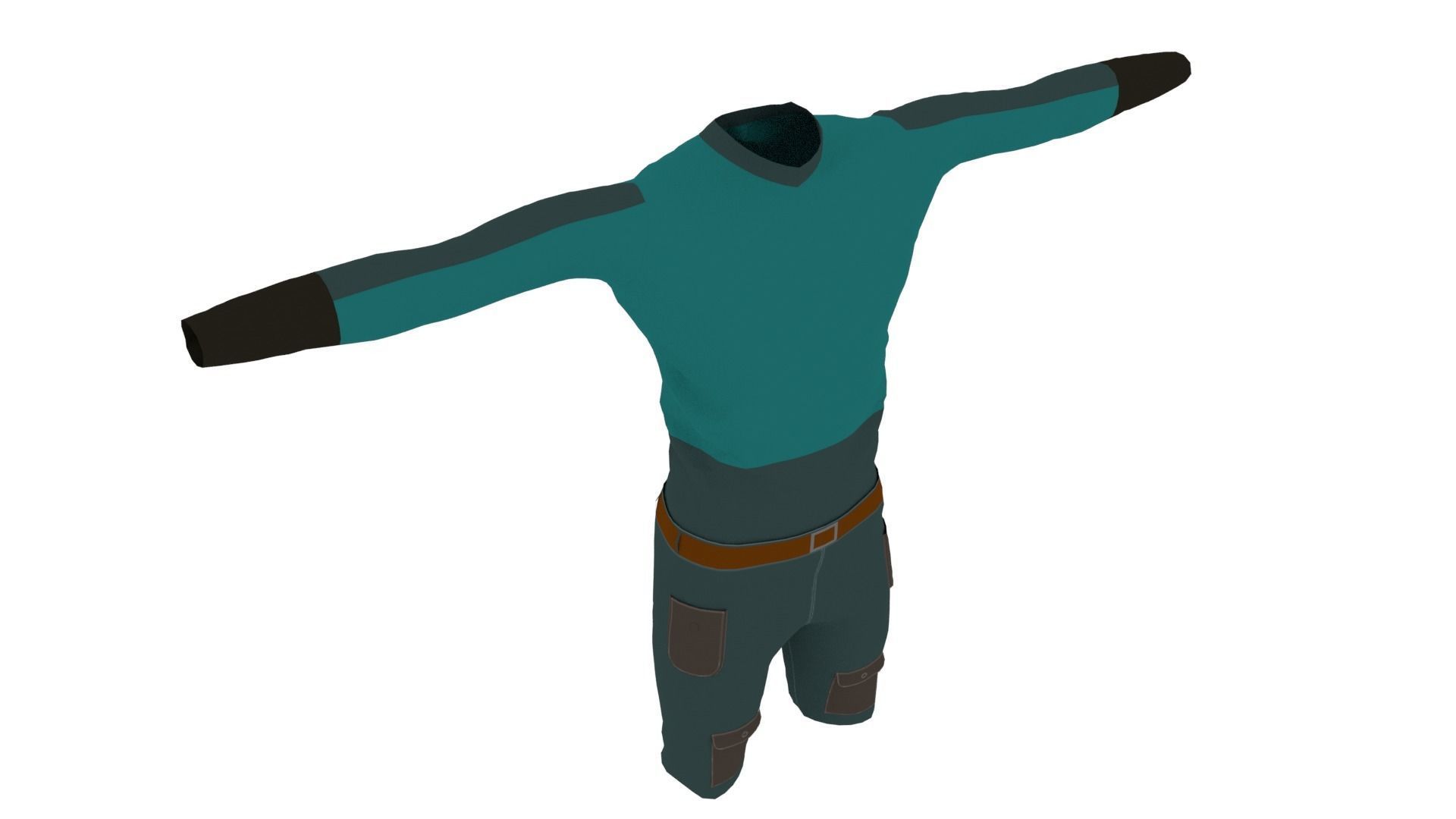 Man Clothing Low-poly 3D model_4
