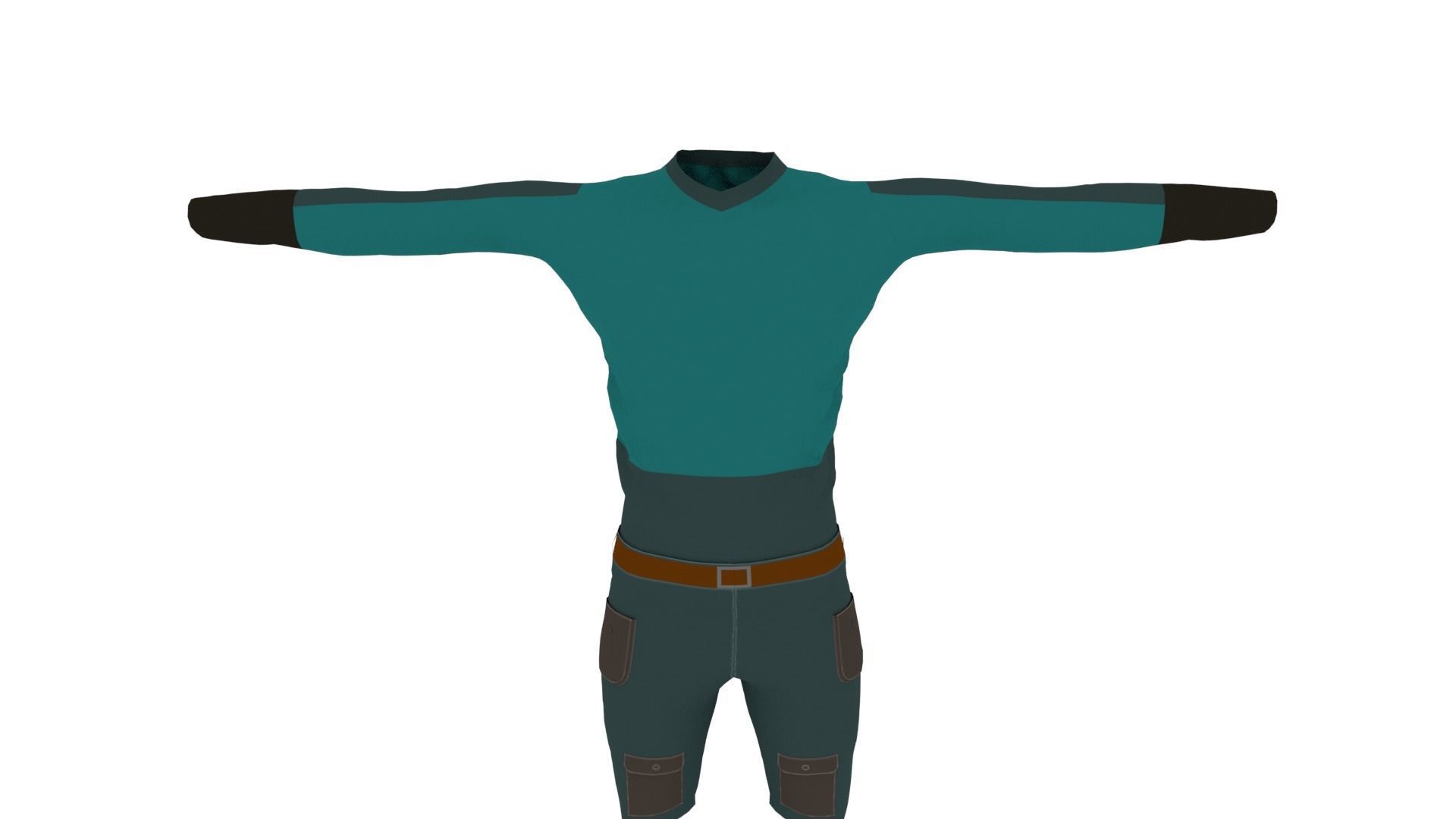 Man Clothing Low-poly 3D model_5