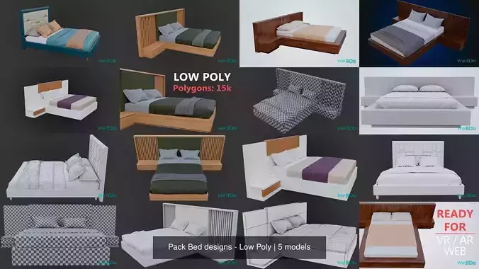 Pack Bed designs - Low Poly 3D Model Collection