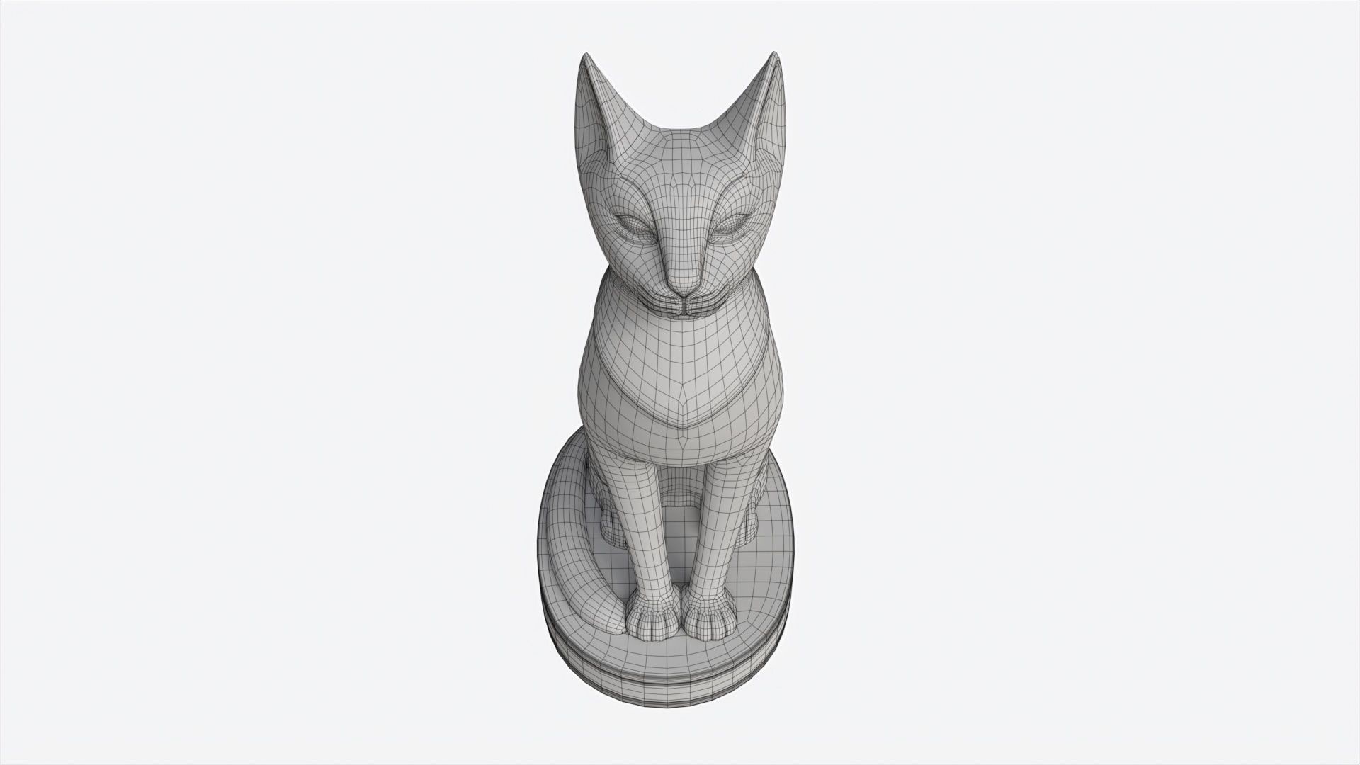 Egyptian Cat Statuette Patinated 3D model_6