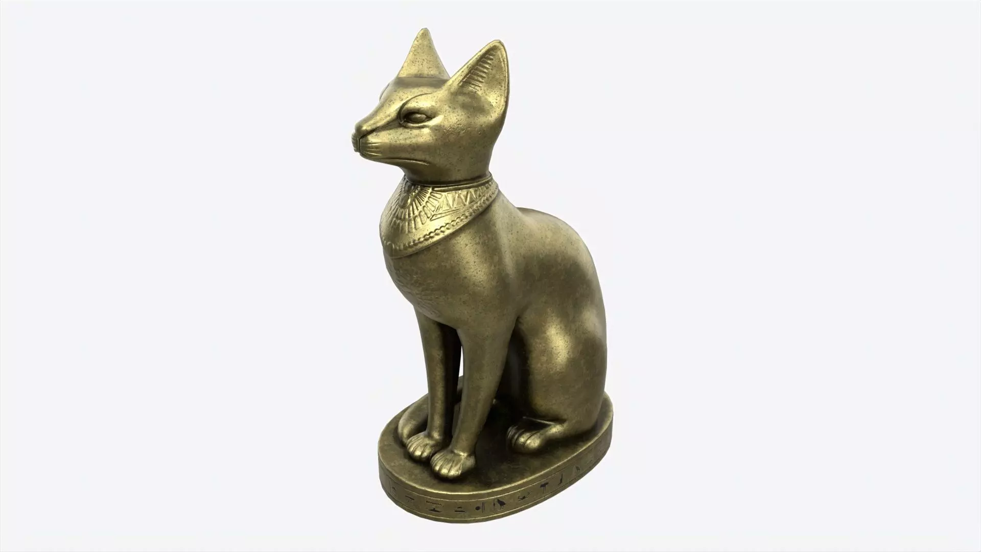Egyptian Cat Statuette Patinated 3D model_0