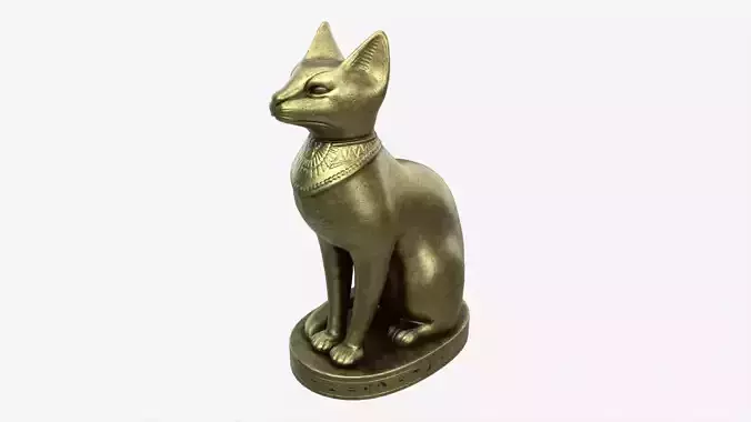 Egyptian Cat Statuette Patinated