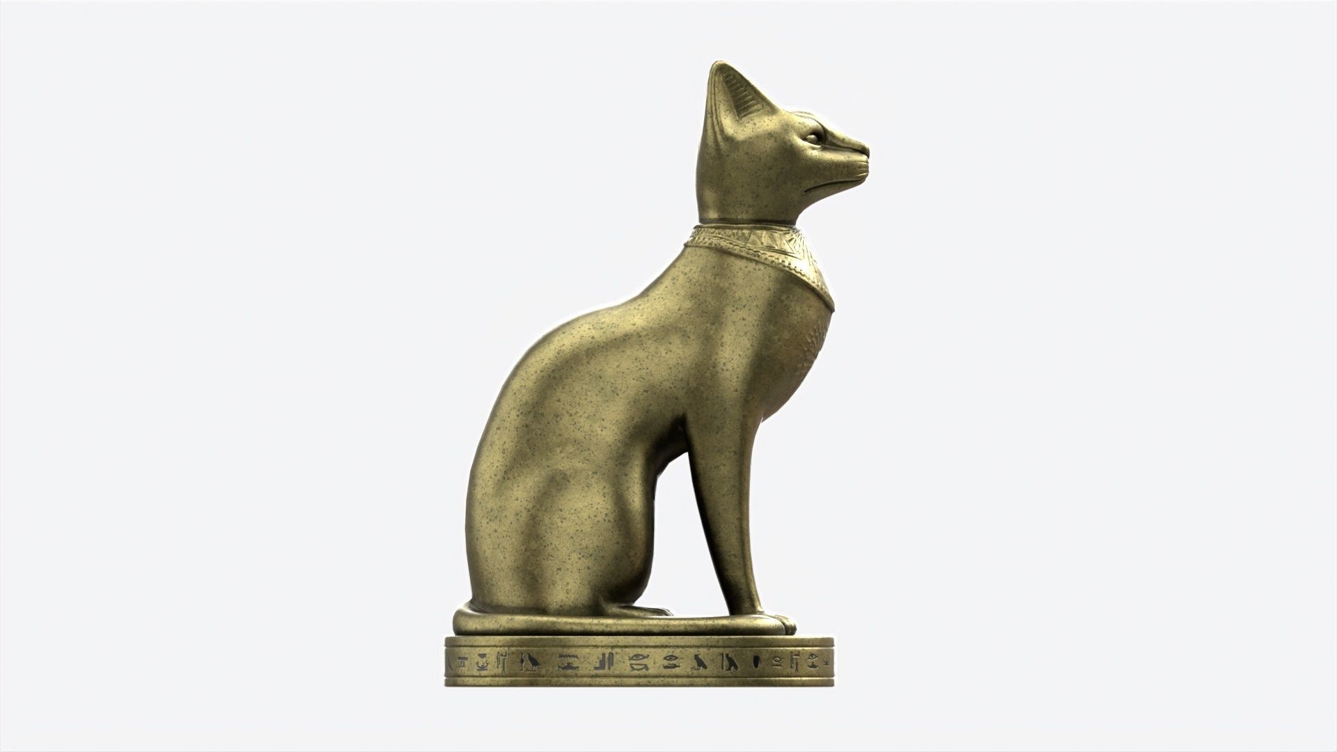 Egyptian Cat Statuette Patinated 3D model_5