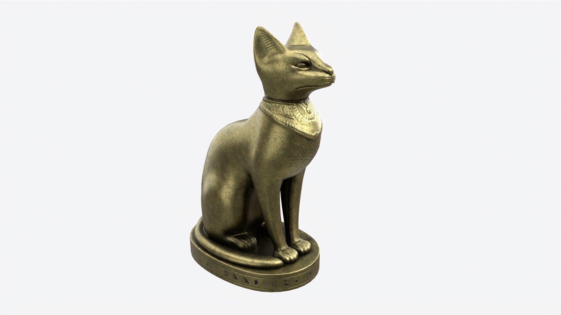 Egyptian Cat Statuette Patinated 3D model_2