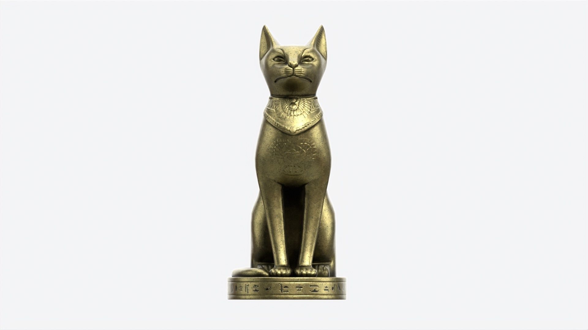 Egyptian Cat Statuette Patinated 3D model_4