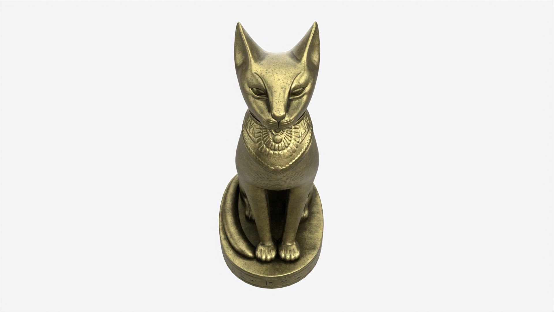 Egyptian Cat Statuette Patinated 3D model_1