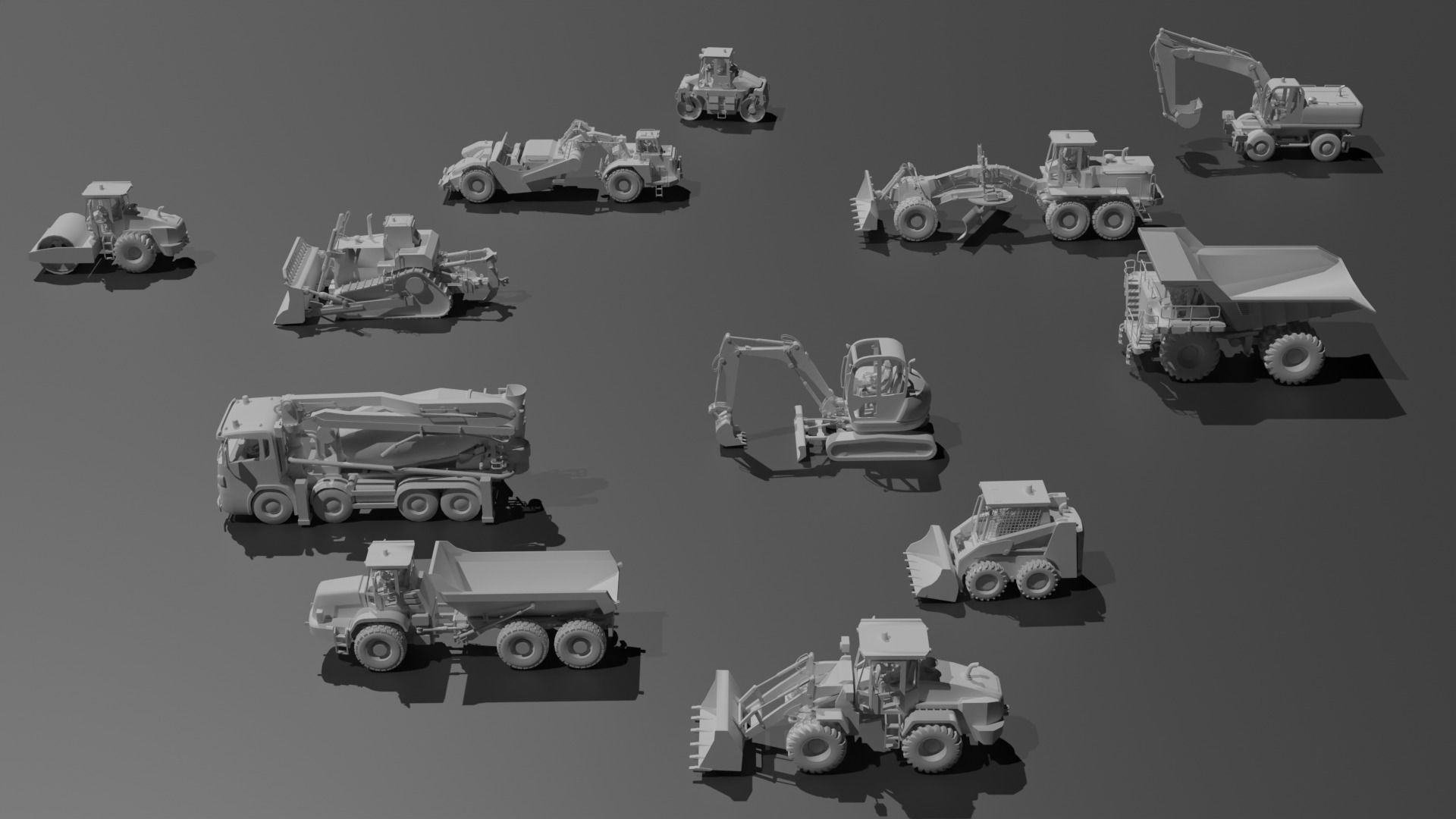 Construction Vehicles Pack Low-poly 3D model_1