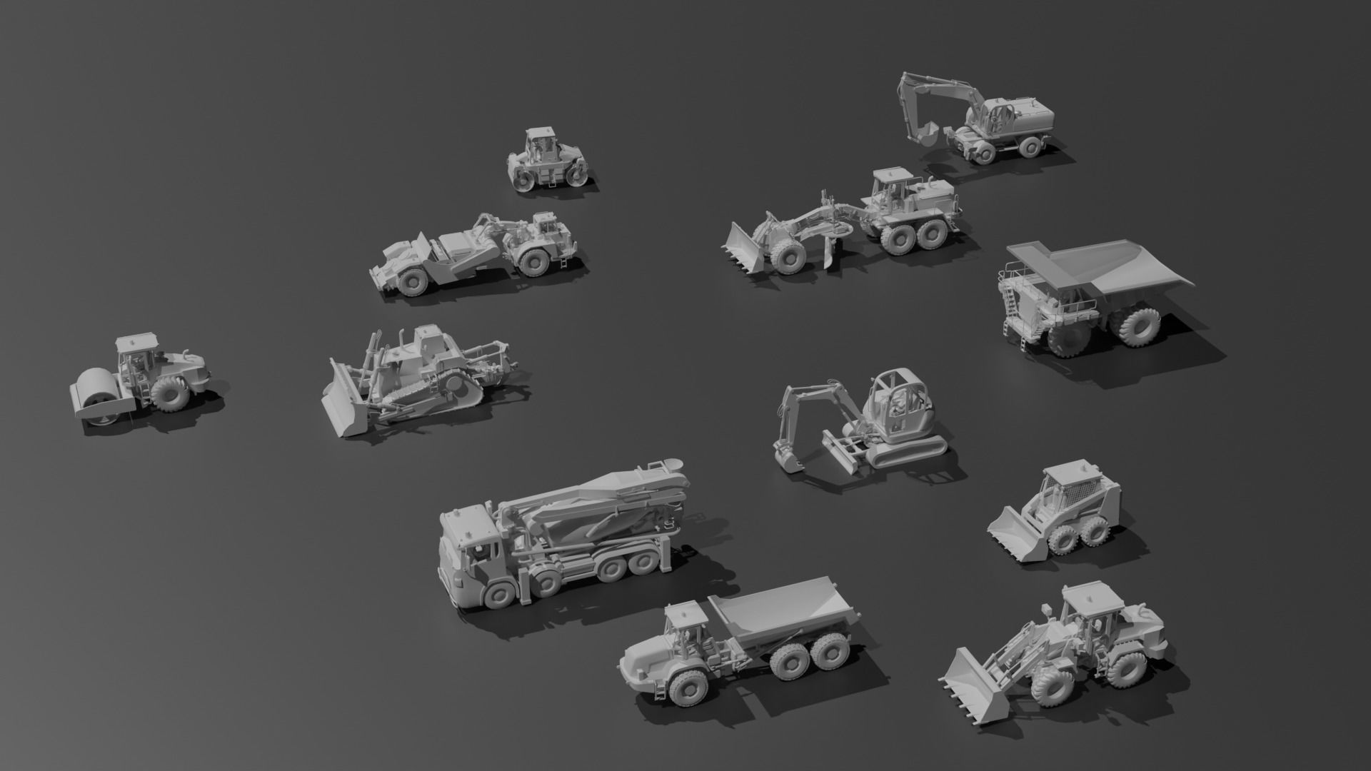Construction Vehicles Pack Low-poly 3D model_7