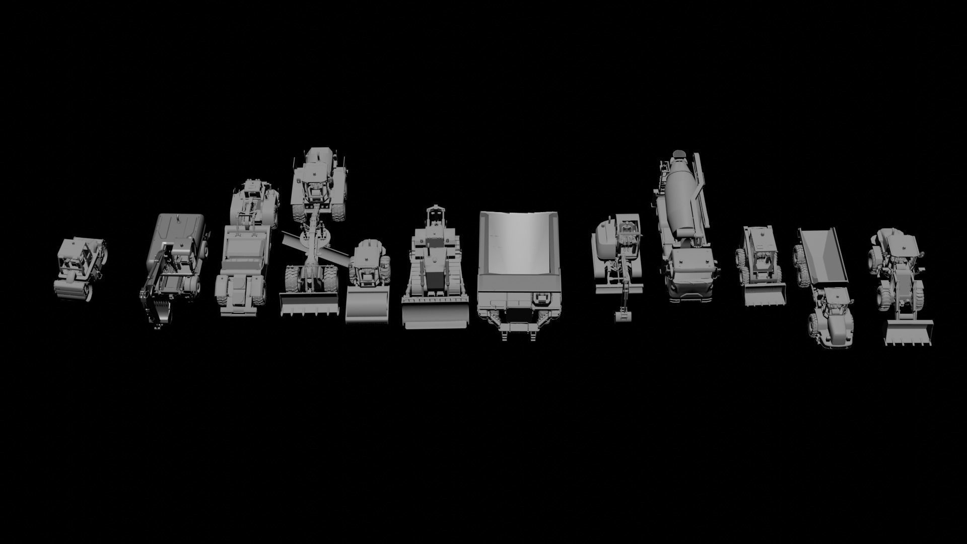 Construction Vehicles Pack Low-poly 3D model_5