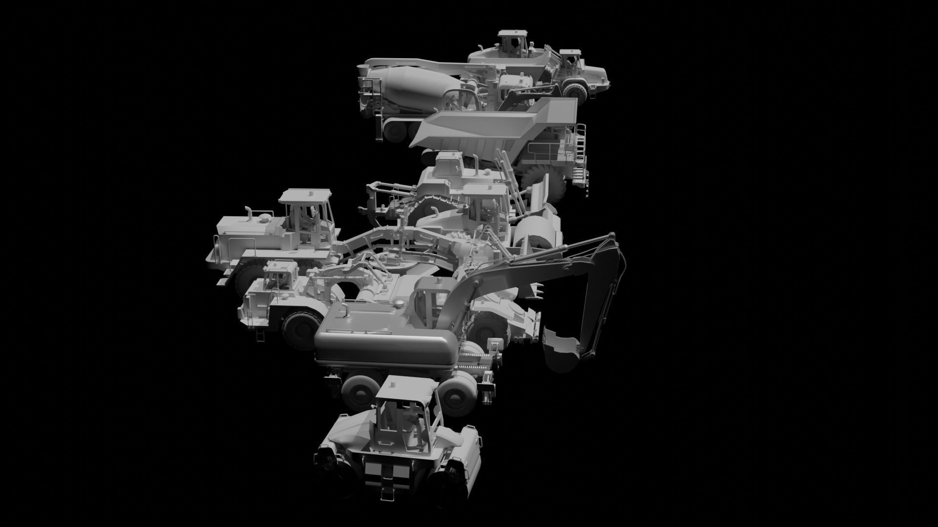 Construction Vehicles Pack Low-poly 3D model_2