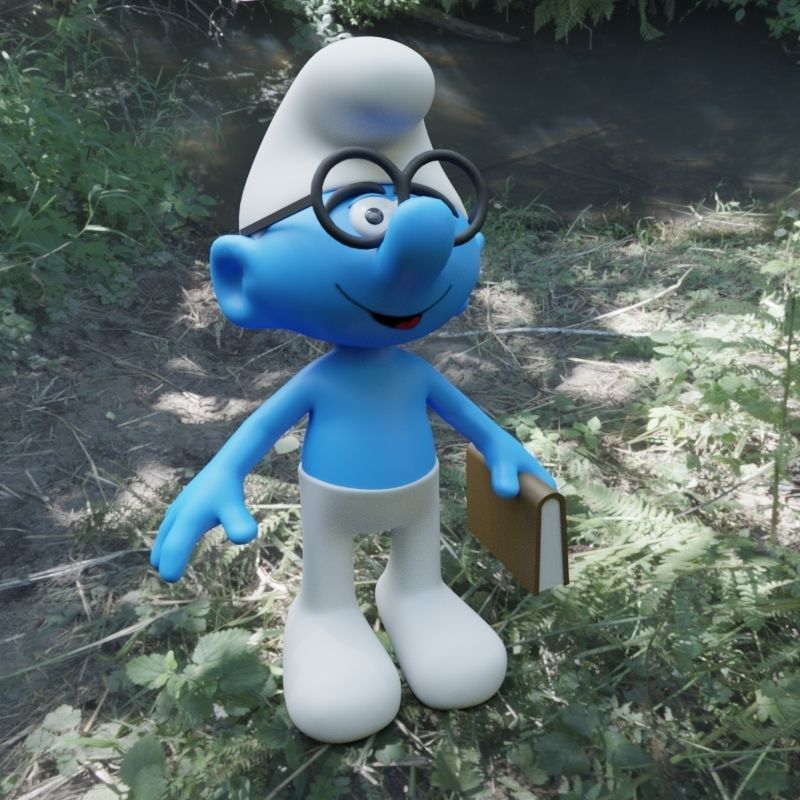 Brainy Smurf Low-poly 3D model_1