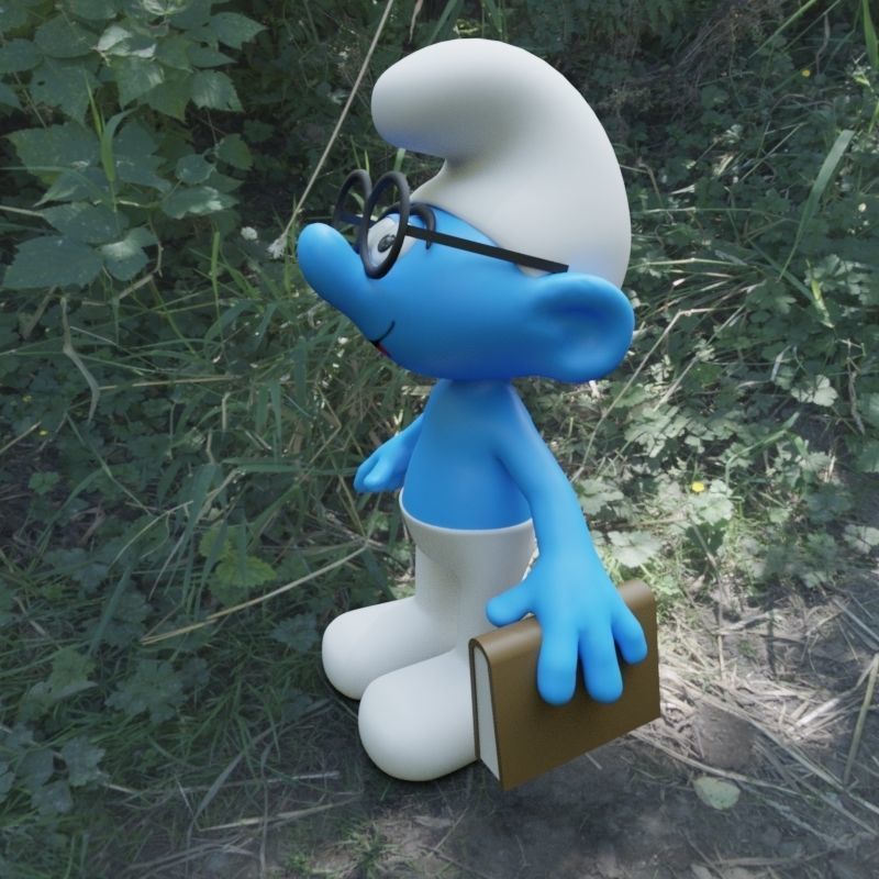 Brainy Smurf Low-poly 3D model_4