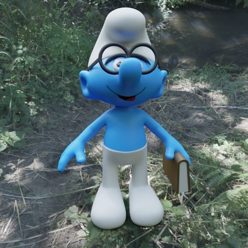 Brainy Smurf Low-poly 3D model_5