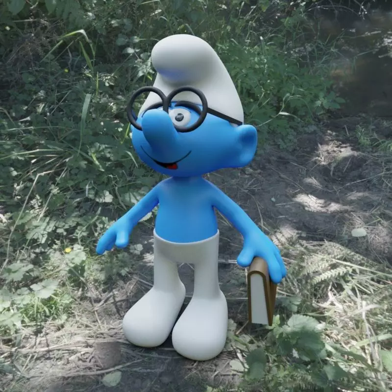 Brainy Smurf Low-poly 3D model_0