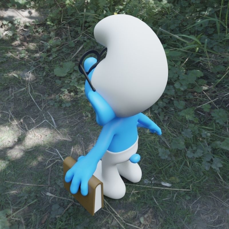 Brainy Smurf Low-poly 3D model_3