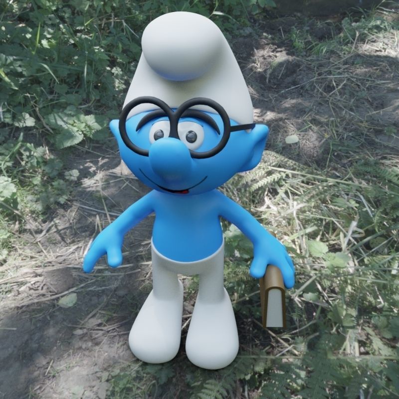 Brainy Smurf Low-poly 3D model_7