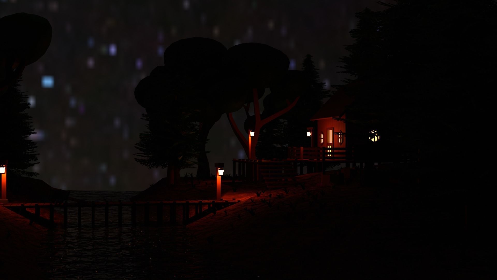 Lowpoly Forest Cabin Low-poly 3D model_4