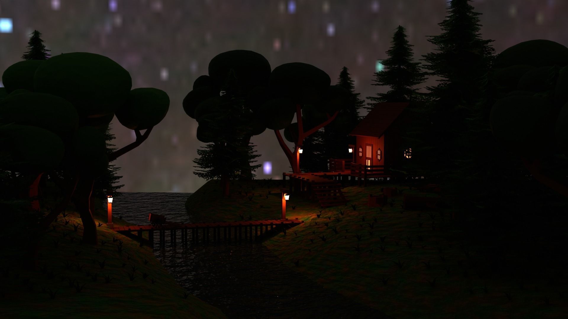 Lowpoly Forest Cabin Low-poly 3D model_2