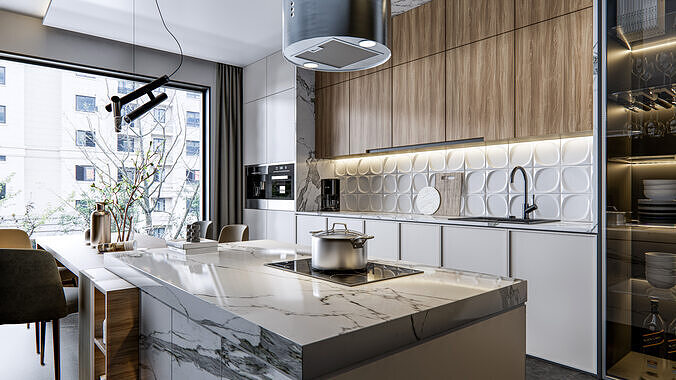 Kitchen Modern interior 0023 3D model