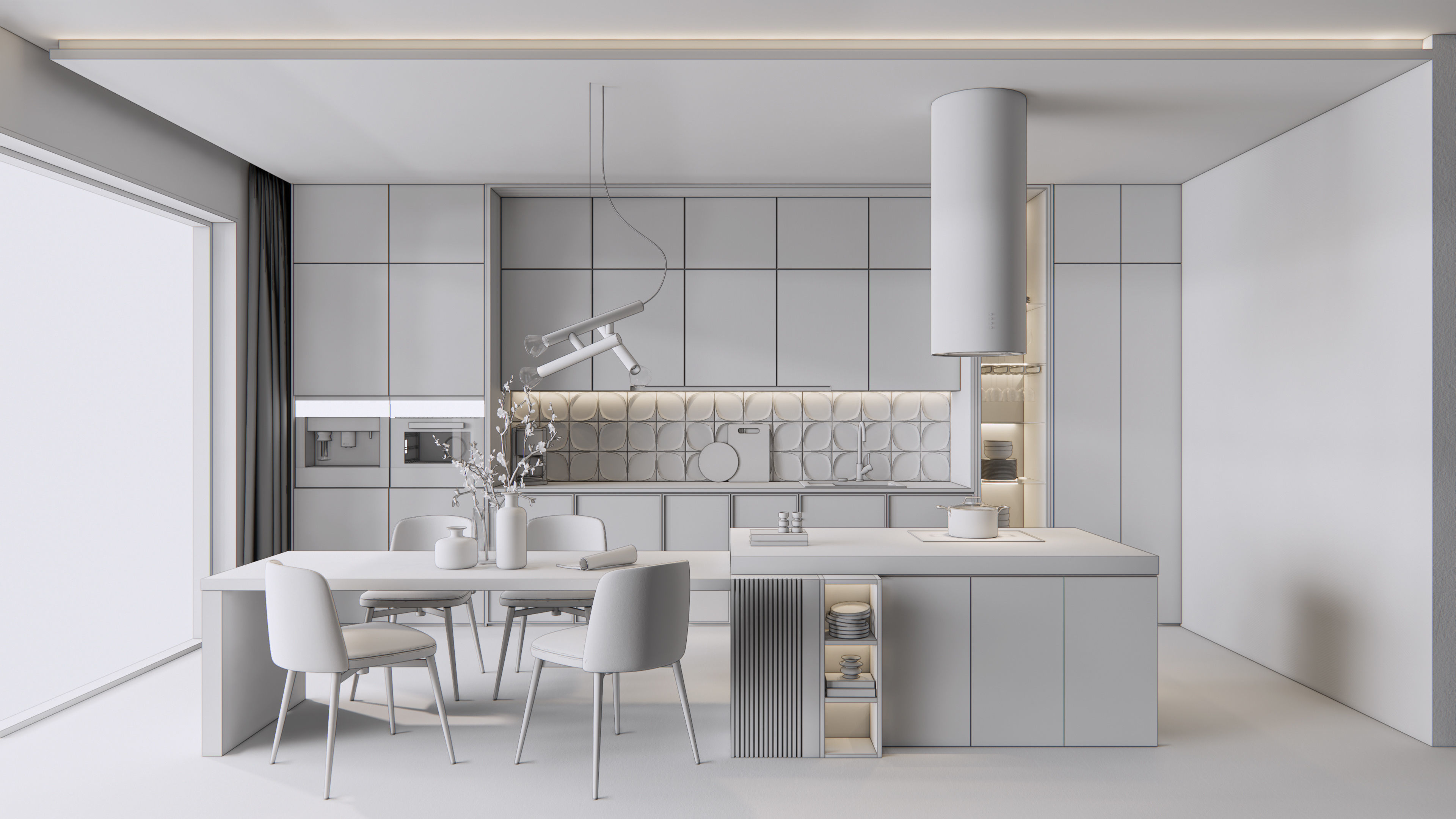 Kitchen Modern interior  0023 3D model_9