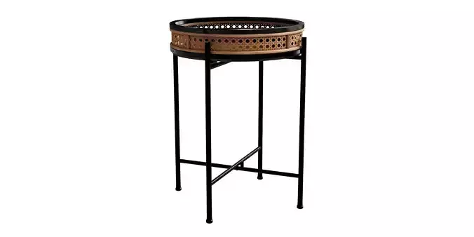 Round Accent Rattan Black Table