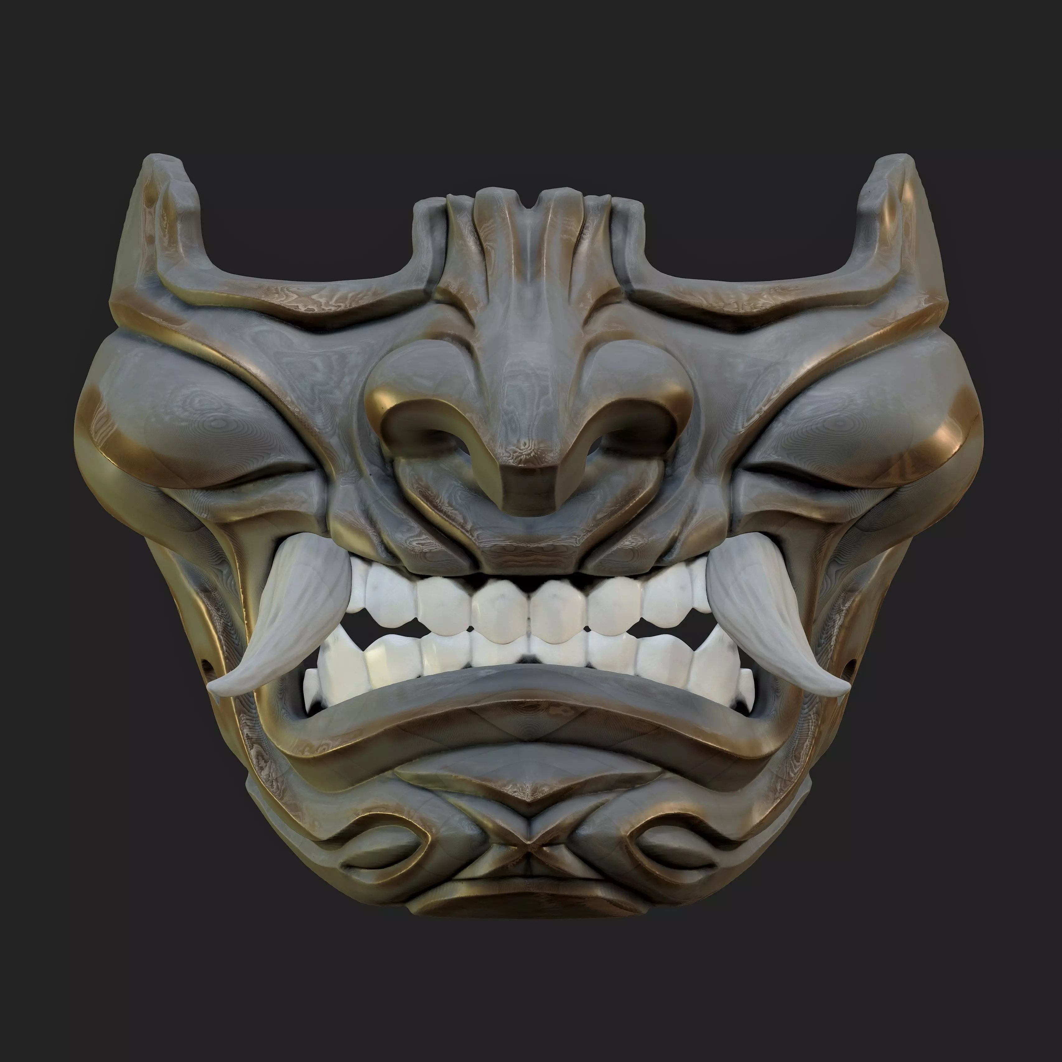 Samurai Oni Mask 04 Half Face 3D print model_0