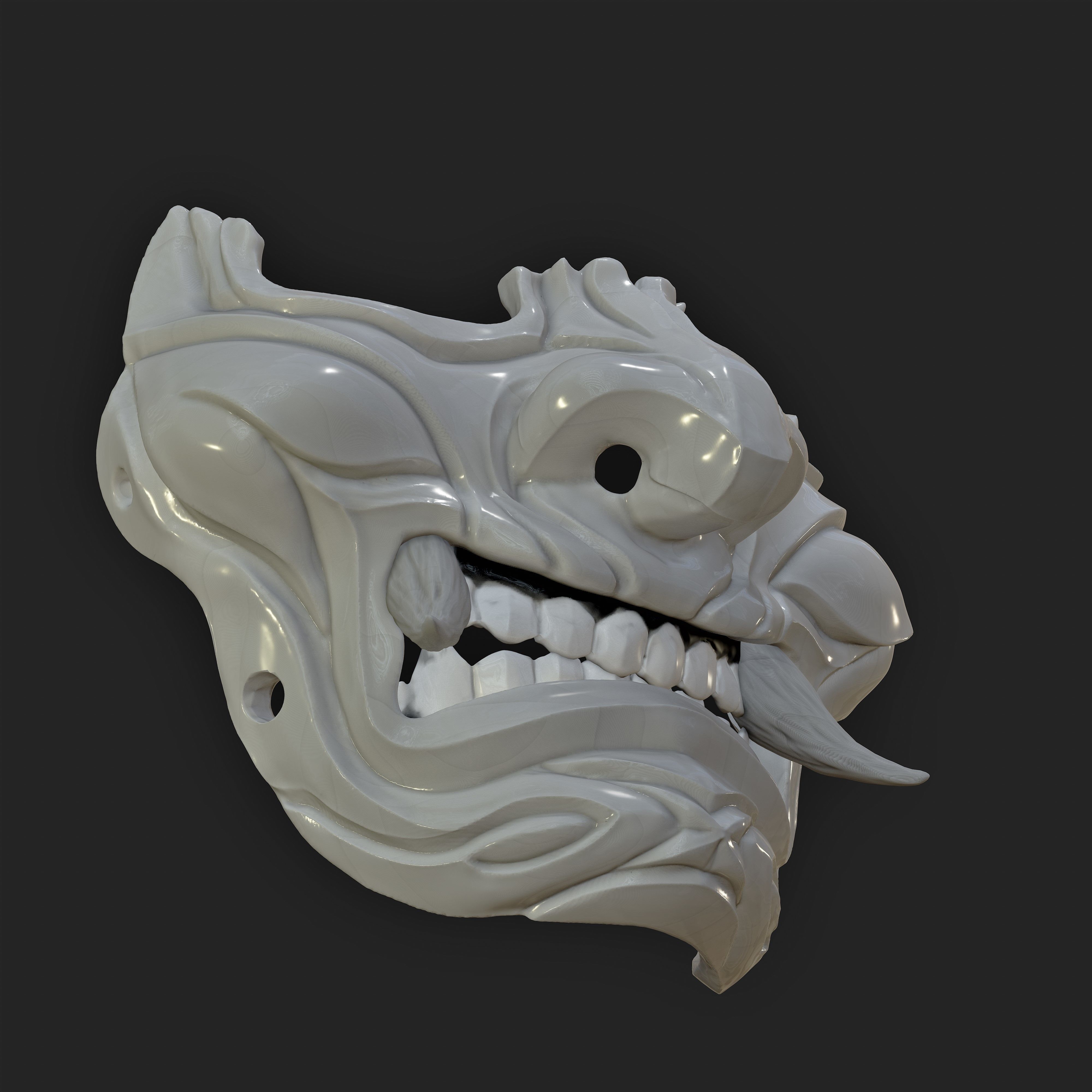 Samurai Oni Mask 04 Half Face 3D print model_2