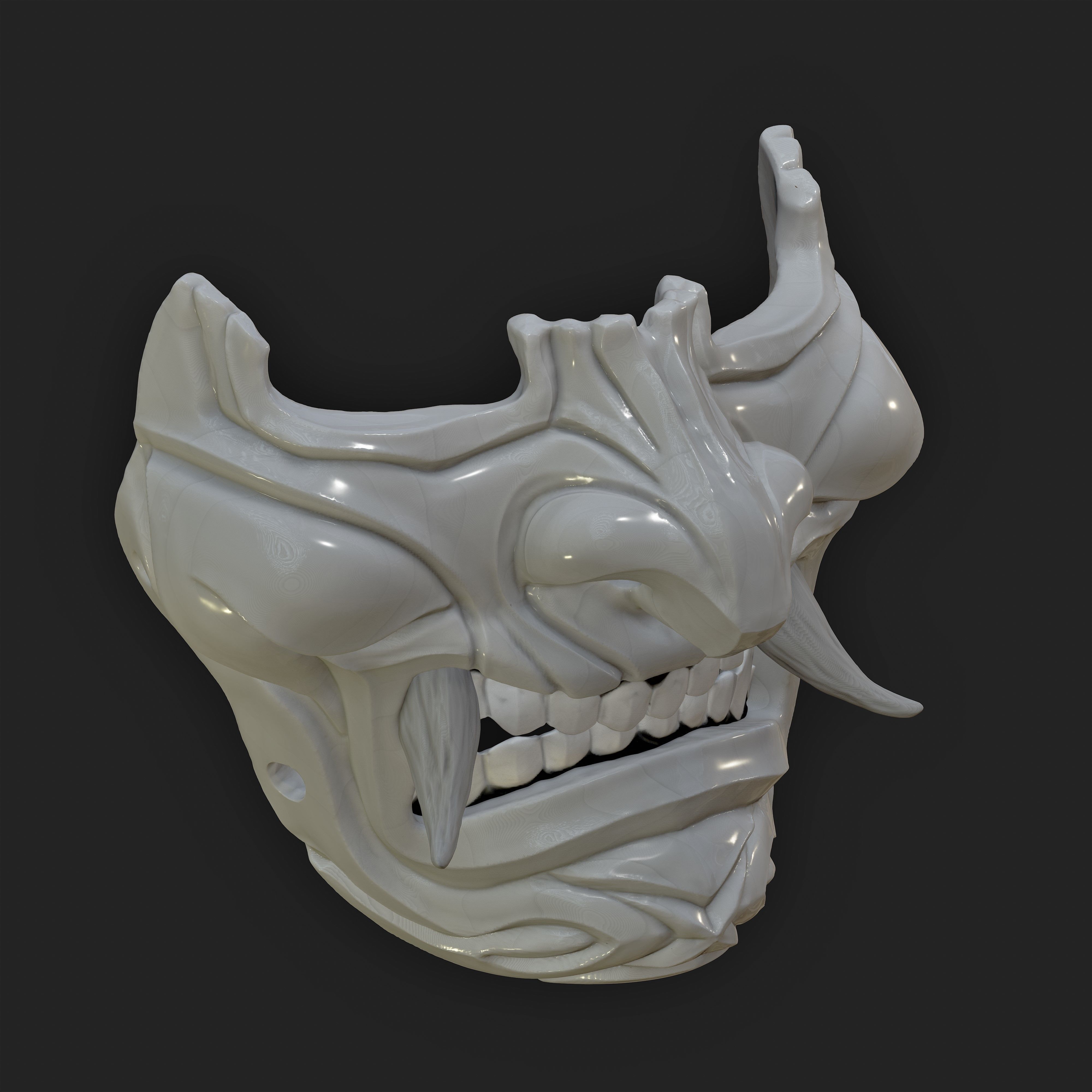 Samurai Oni Mask 04 Half Face 3D print model_3
