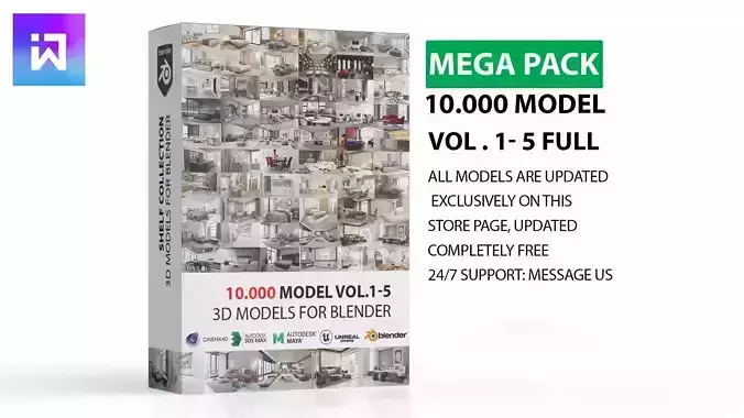 Mega Pack 10 000 furniture Models Cycles And Eevee 3D model