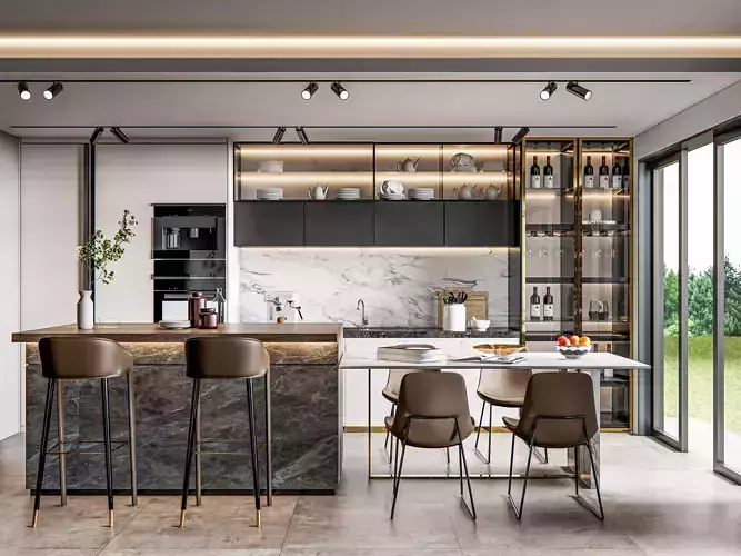 Kitchen Modern interior  0024 3D model