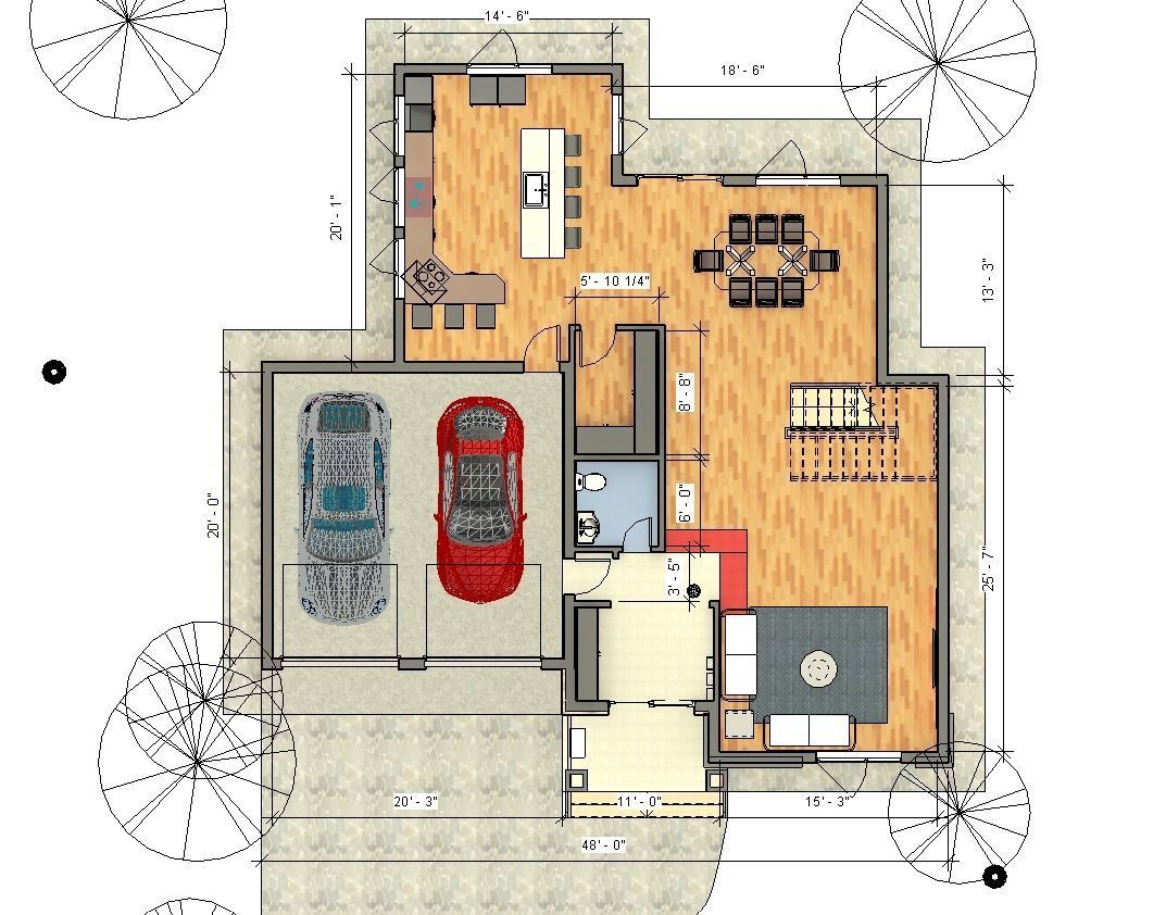 4 Bedroom Family house plan Low-poly 3D model_3