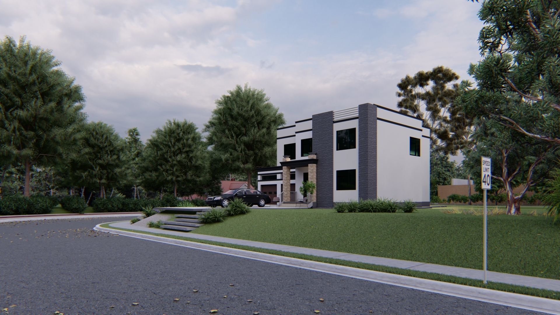 4 Bedroom Family house plan Low-poly 3D model_4