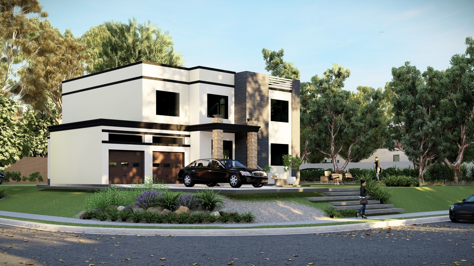 4 Bedroom Family house plan Low-poly 3D model_2