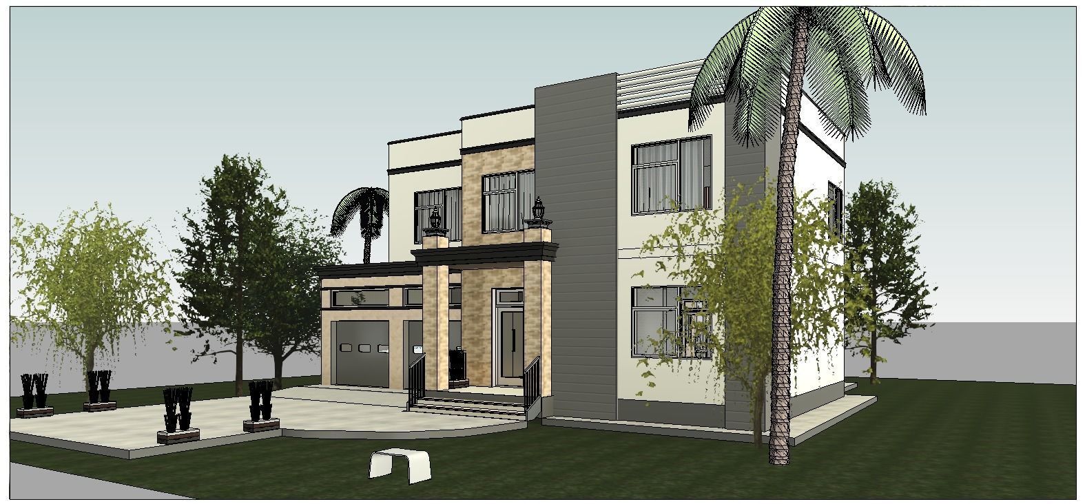 4 Bedroom Family house plan Low-poly 3D model_6