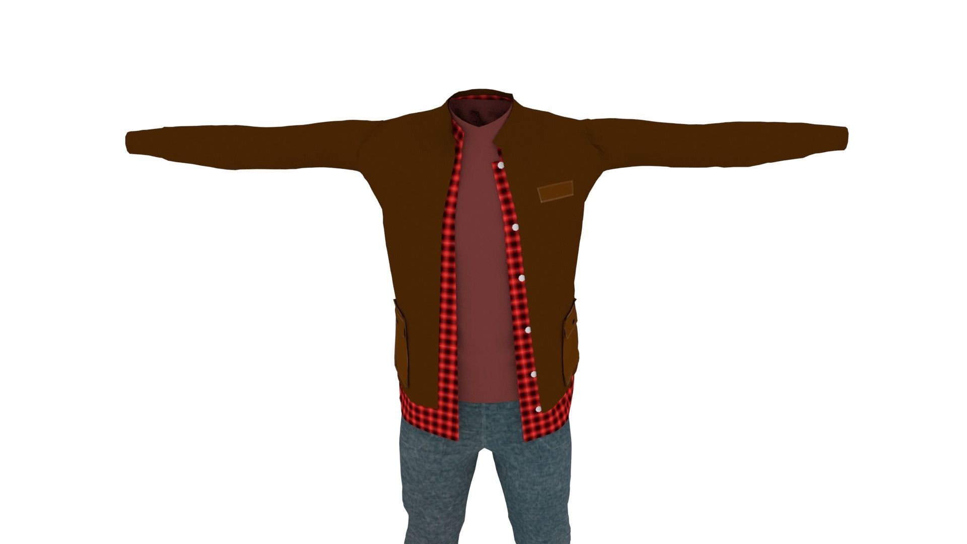 Man Costume Low-poly 3D model_5