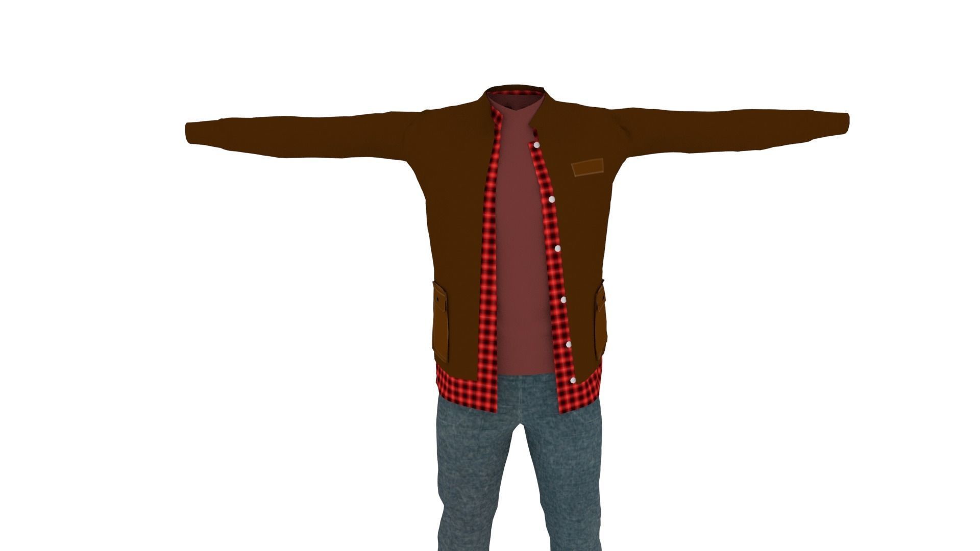 Man Costume Low-poly 3D model_2