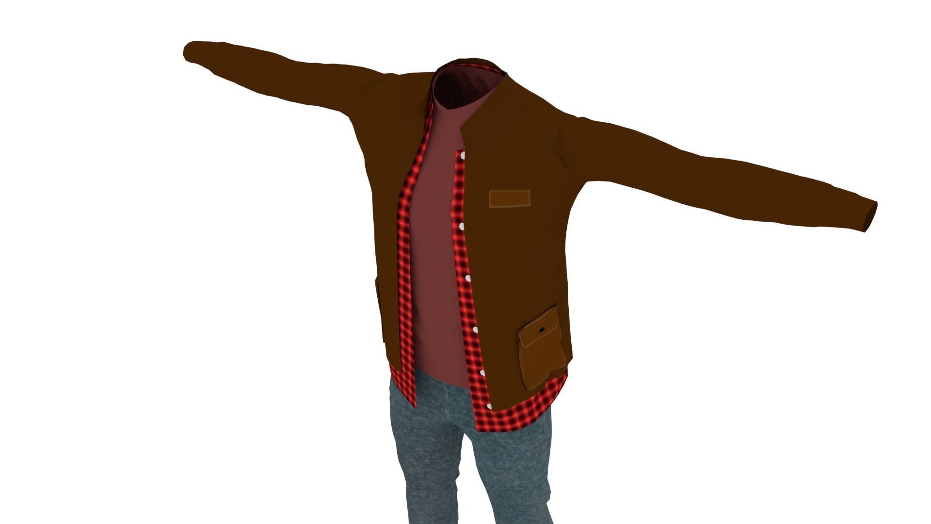 Man Costume Low-poly 3D model_3