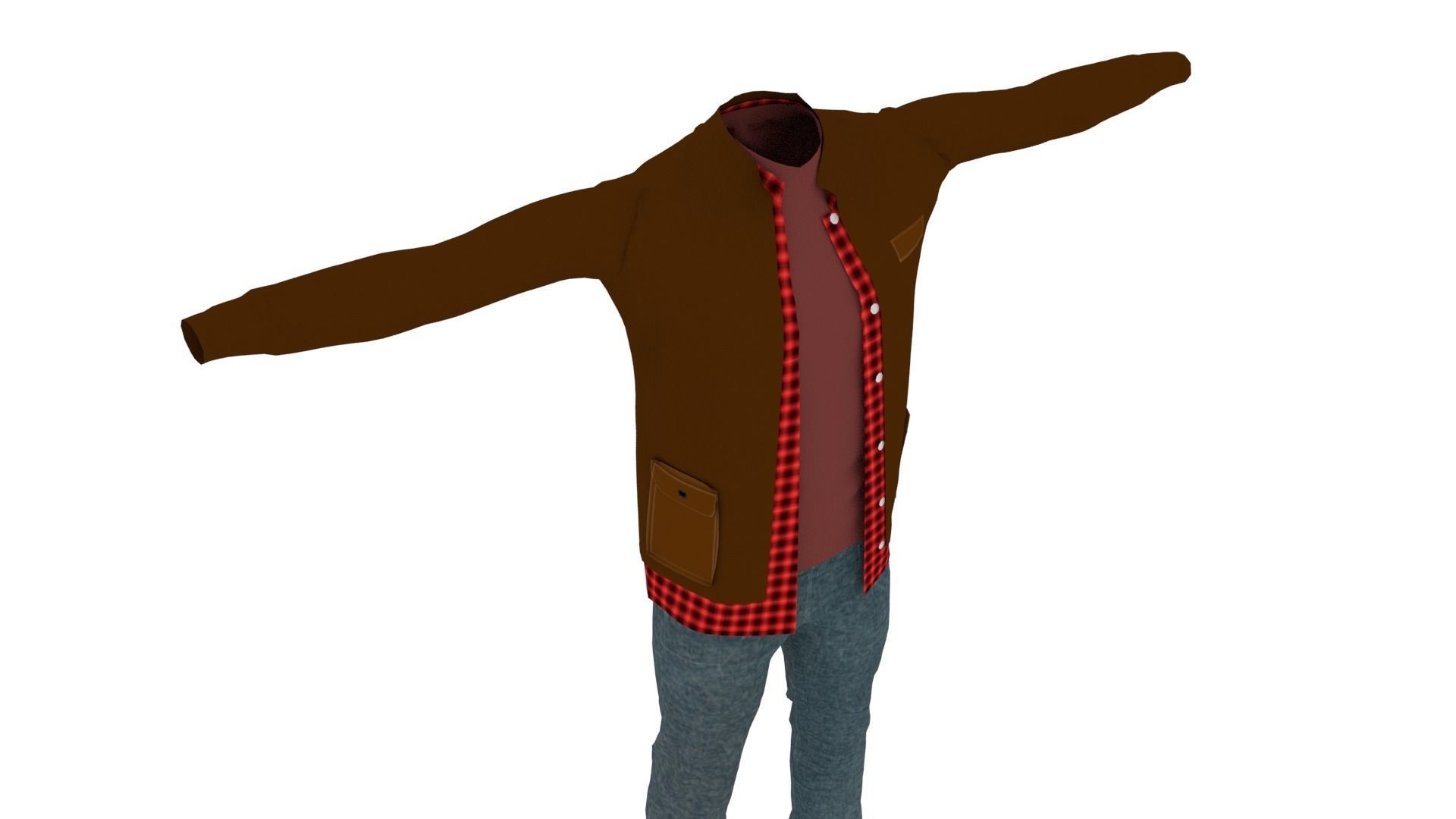 Man Costume Low-poly 3D model_4