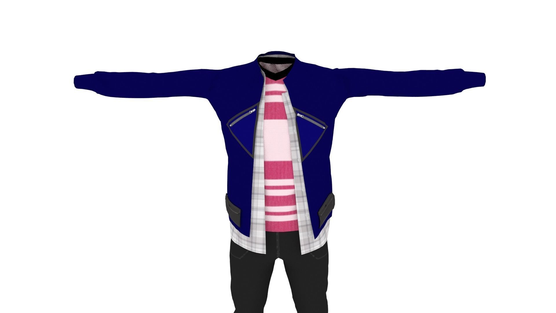 Man Costume Low-poly 3D model_5