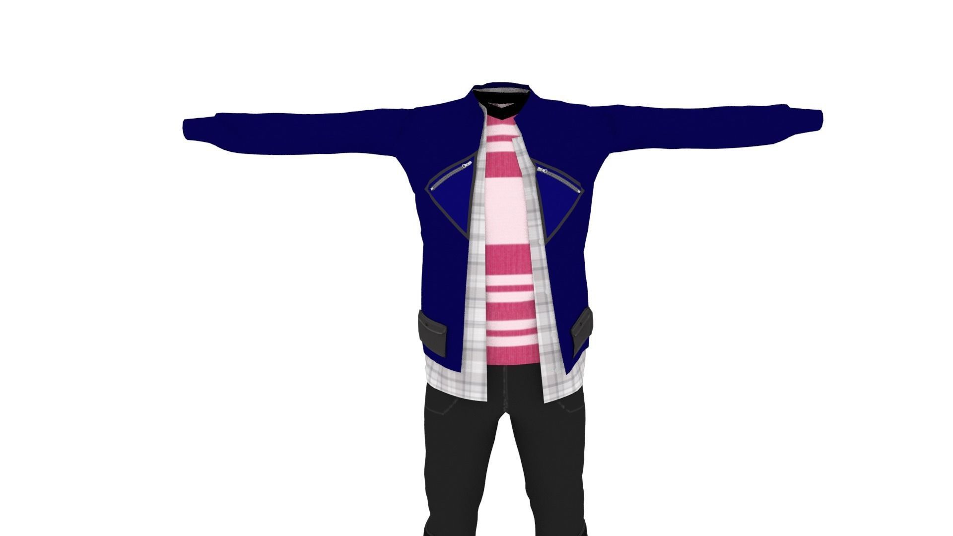 Man Costume Low-poly 3D model_2