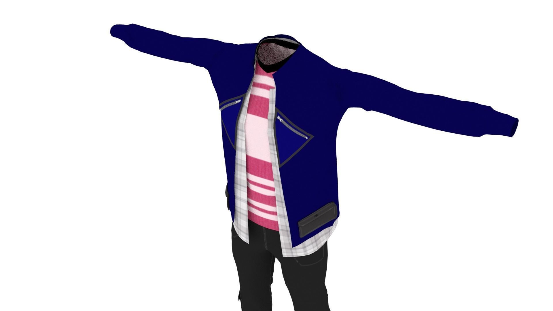 Man Costume Low-poly 3D model_3