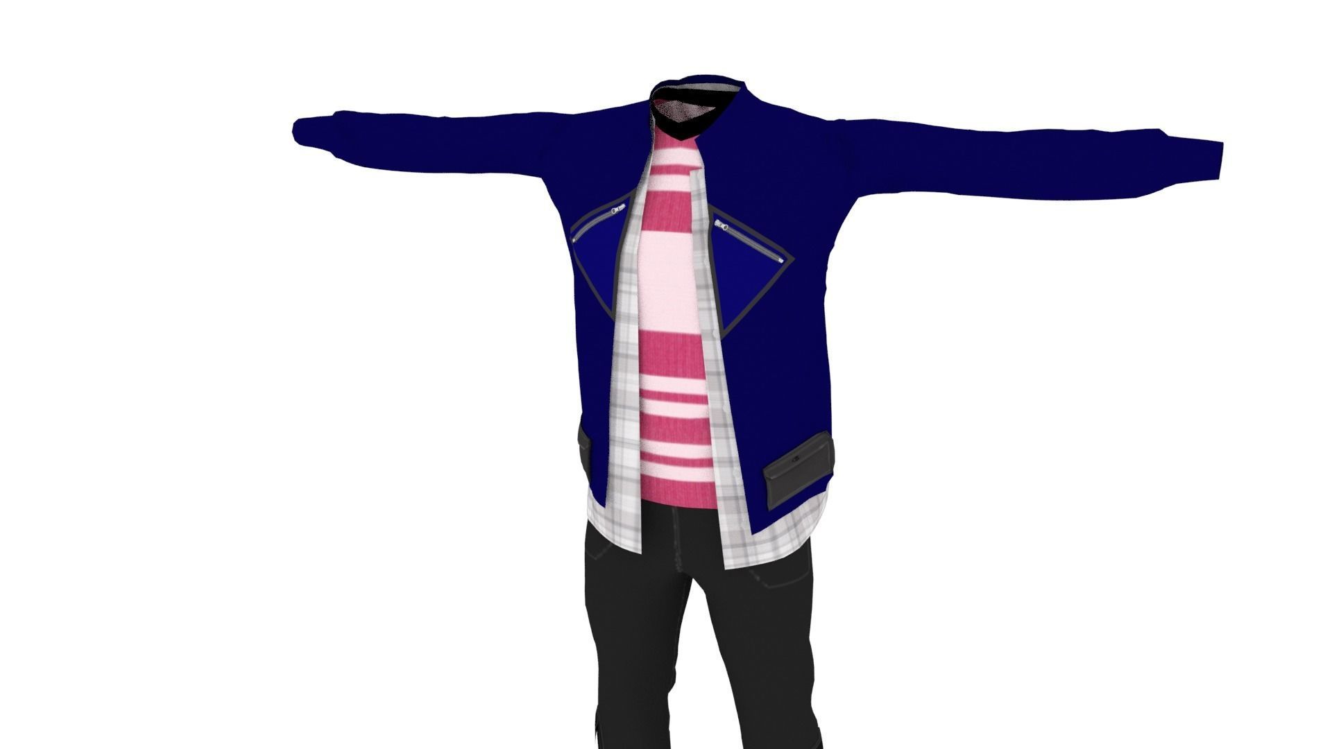 Man Costume Low-poly 3D model_1