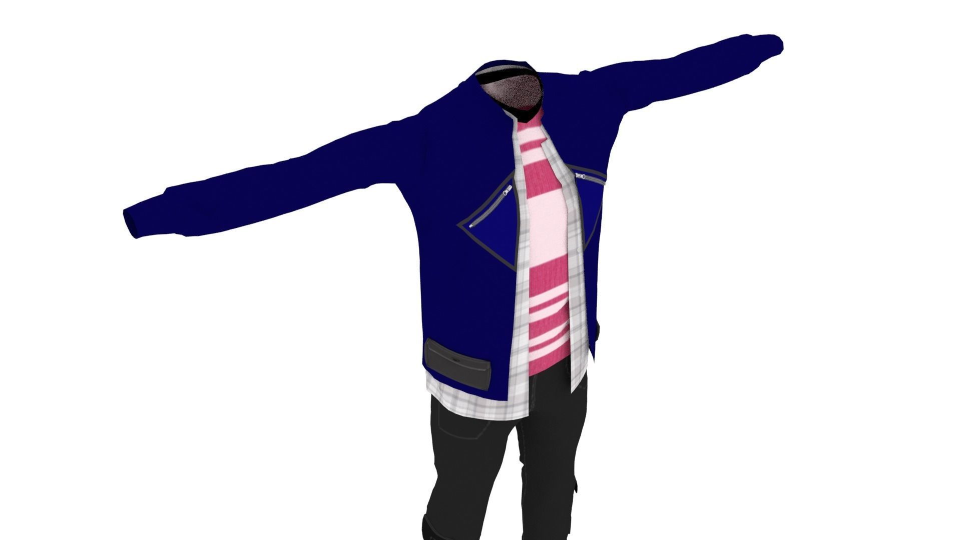 Man Costume Low-poly 3D model_4