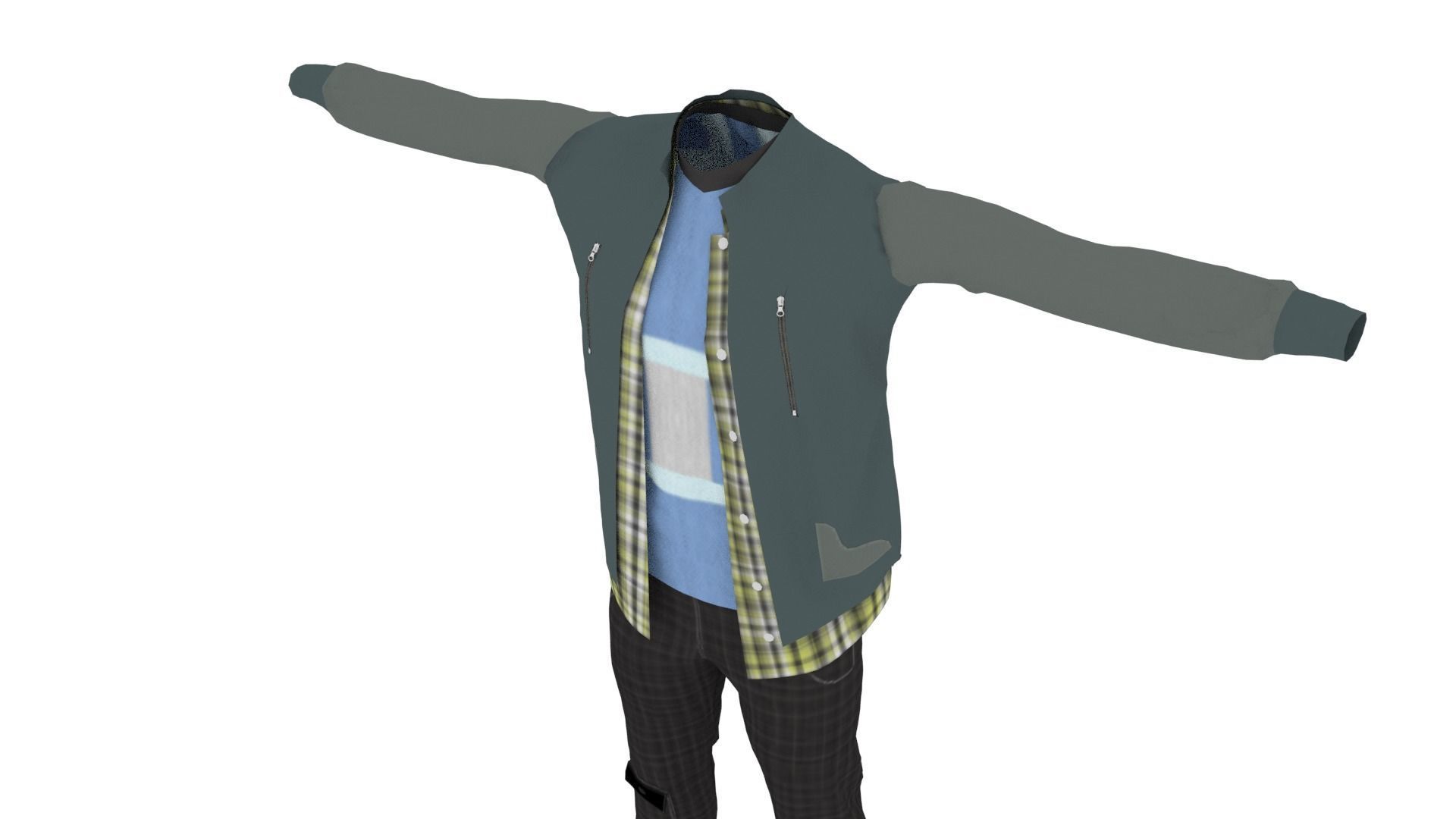 Man Clothing Low-poly 3D model_3