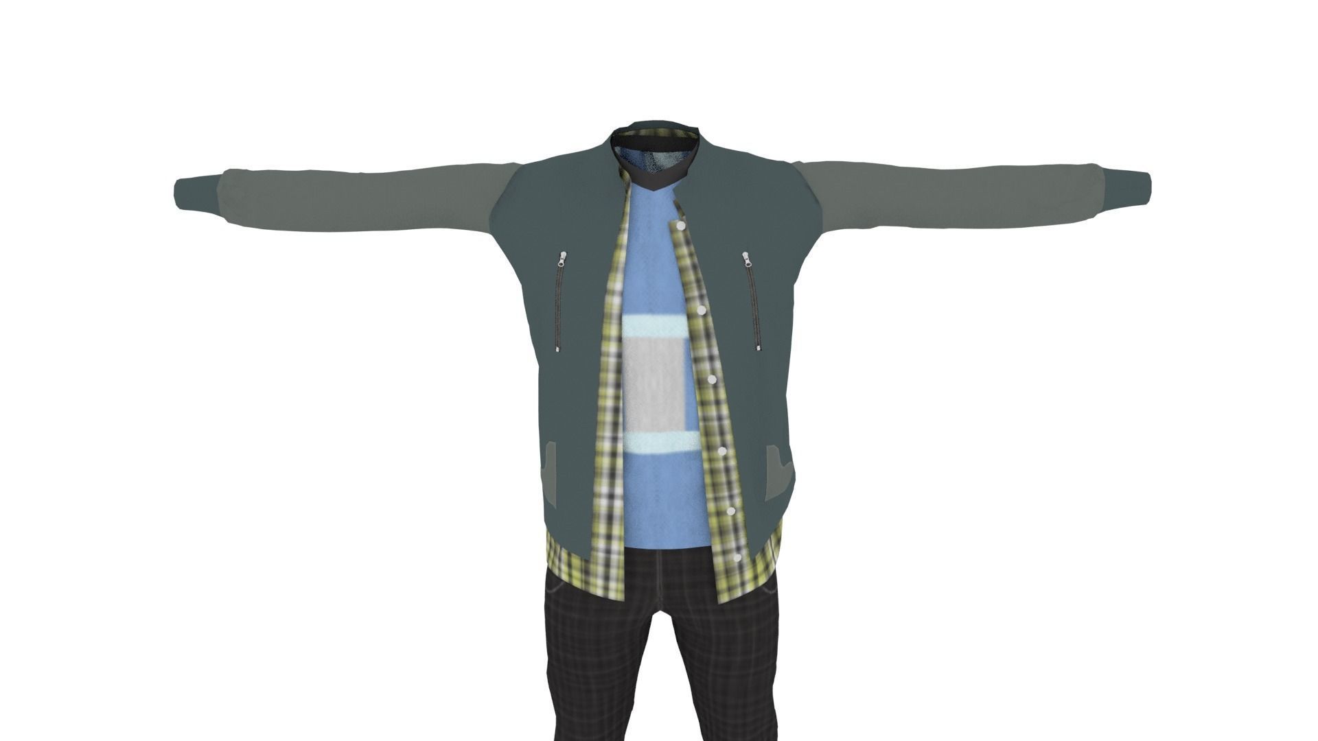Man Clothing Low-poly 3D model_5