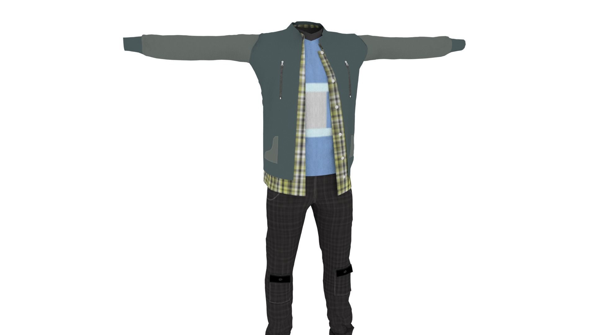 Man Clothing Low-poly 3D model_1