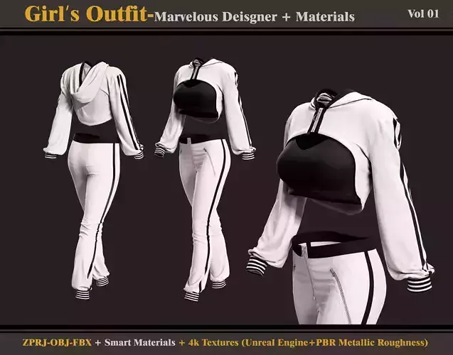 Girl outfit 01-jprj-fbx-obj-materials 3D model